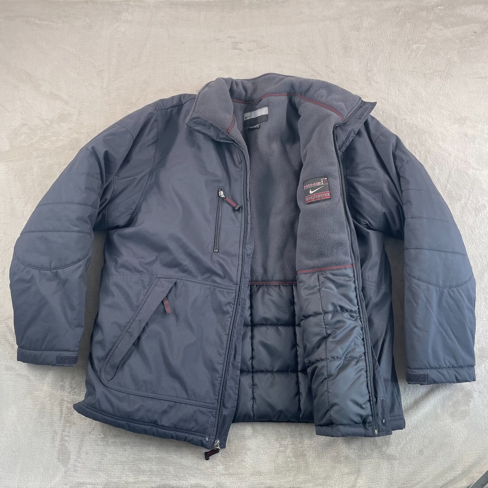 Vintage Nike Insulated Jacket Men XL Blue Fleece Lined Winter Coat Full Zip Snow